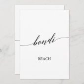 Elegante Calligraphy Bondi Beach Tischnummer (Vorne/Hinten)