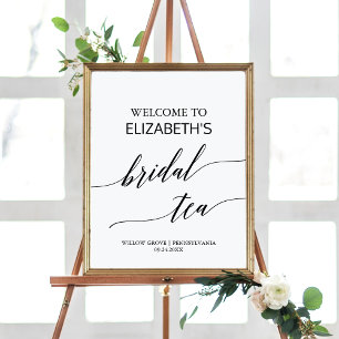 Elegante Calligraphy Bridal Tea Willkommen Poster