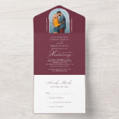 Elegante Calligraphy Burgundy Foto UAWG Wedding All In One Einladung (Innen Boden)