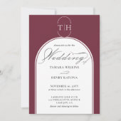 Elegante Calligraphy Burgundy Mit Monogramm Weddin Einladung (Vorderseite)