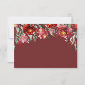 Elegante Calligraphy Burgundy Red Fall Blume RSVP Karte (Rückseite)