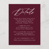 Elegante Calligraphy Burgundy Wedding Details Begleitkarte (Vorderseite)