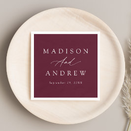 Elegante Calligraphy Burgundy Wedding Serviette