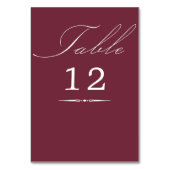Elegante Calligraphy Burgundy Wedding Tischnummer (Rückseite)