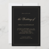 Elegante Calligraphy Champagne Gold Black Wedding Einladung (Vorderseite)