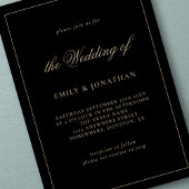 Elegante Calligraphy Champagne Gold Black Wedding Einladung