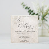 Elegante Calligraphy Champagne Gold Wedding Einladung (Stehend Vorderseite)