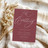 Elegante Calligraphy Cherry Red Wedding Einladung