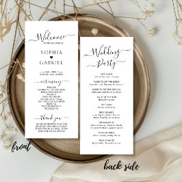 Elegante Calligraphy Chic Script Hochzeitsfeier Programm