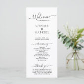 Elegante Calligraphy Chic Script Hochzeitsfeier Programm (Stehend Vorderseite)