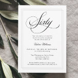Elegante Calligraphy Classic 60. Geburtstagsparty Einladung<br><div class="desc">Mit dieser klassischen weißen Party Einladung, die ein schönes Kalligraphieskript enthält, das "Sixty" im formalen Stil ausdrückt, können Sie einen 60. Geburtstag feiern. Diese geschmackvolle, geschlechtsneutrale Einladung hat einen doppelten Rahmen in subtiler silbergrauer Umgebung. Personalisieren Sie die benutzerfreundliche Textvorlage mit Ihren Ereignisdetails. Diese Einladung kann in Druckformat oder als sofortiger...</div>