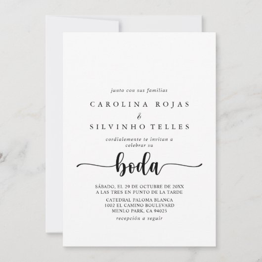 Elegante Calligraphy Classic Boda Wedding Einladung (Vorderseite)