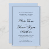 Elegante Calligraphy Classic Border Blue Wedding Einladung (Vorne/Hinten)
