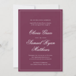 Elegante Calligraphy Classic Burgundy Wedding Einladung