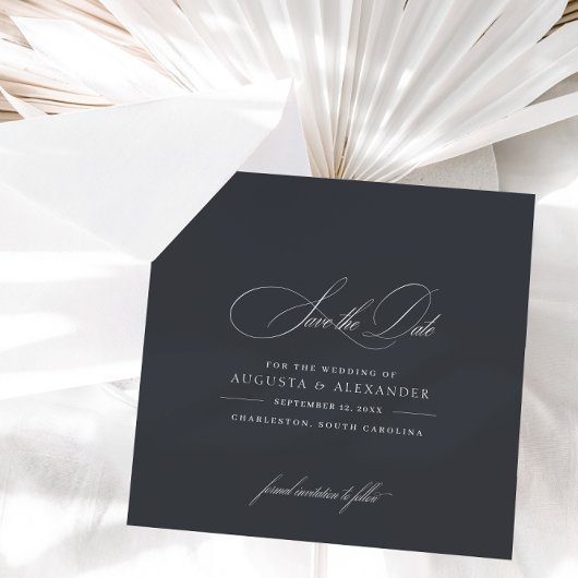 Elegante Calligraphy Classic Chic Dunkelgrau Save The Date