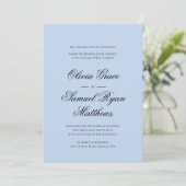 Elegante Calligraphy Classic Dusty Blue Wedding Einladung (Stehend Vorderseite)