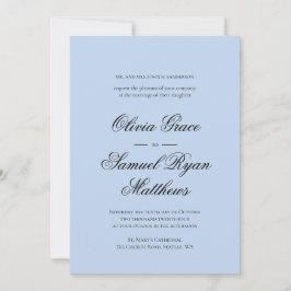 Elegante Calligraphy Classic Dusty Blue Wedding Einladung