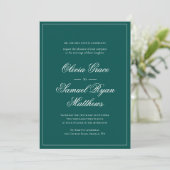 Elegante Calligraphy Classic Emerald Green Wedding Einladung (Stehend Vorderseite)