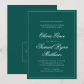 Elegante Calligraphy Classic Emerald Green Wedding Einladung (Vorne/Hinten)