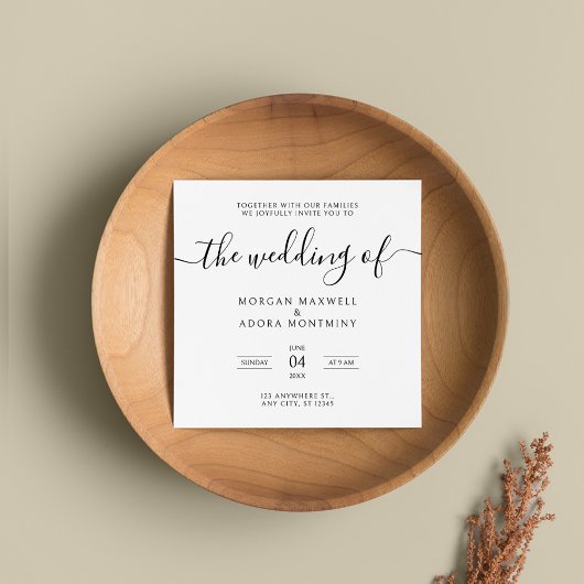 Elegante Calligraphy Classic Square Wedding Einladung
