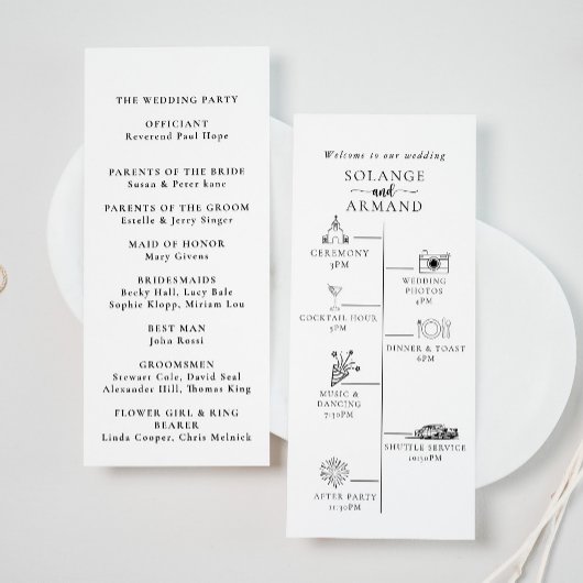 Elegante Calligraphy Classic Timeline Wedding Programm