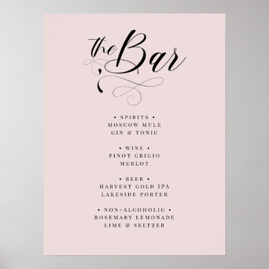 Elegante Calligraphy Classic Wedding Bar Menu Post Poster (Vorne)