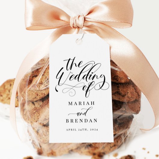 Elegante Calligraphy Classic Wedding Gift Tag Geschenkanhänger