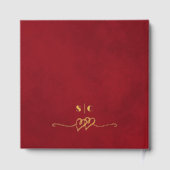 Elegante Calligraphy Crimson Red Gold Foil Wedding Gästebuch (Rückseite)