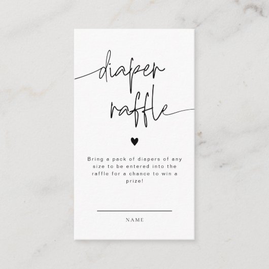 Elegante Calligraphy Diaper Raffle Card Baby Showe Begleitkarte (Vorderseite)