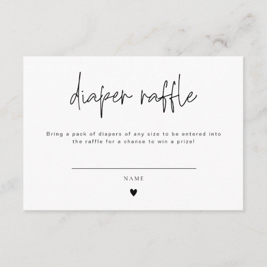 Elegante Calligraphy Diaper Raffle Card Baby Showe Begleitkarte (Vorderseite)