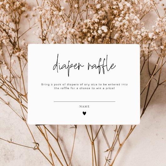 Elegante Calligraphy Diaper Raffle Card Baby Showe Begleitkarte