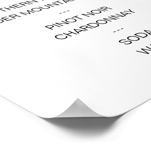 Elegante Calligraphy Drink Bar Menu Wedding Poster (Ecke)