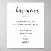 Elegante Calligraphy Drink Bar Menu Wedding Poster (Vorne)