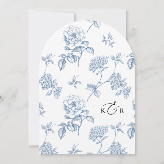 Elegante Calligraphy Dusty Blue Arch Wedding Einladung (Rückseite)