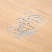 Elegante Calligraphy Dusty Blue Monogram Wedding Acryleinladungen (Ablage )