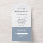 Elegante Calligraphy Dusty Blue Monogram Wedding All In One Einladung (Innen Boden)