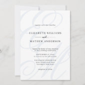 Elegante Calligraphy Dusty Blue Monogram Wedding Einladung (Vorderseite)