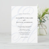 Elegante Calligraphy Dusty Blue Monogram Wedding Einladung (Stehend Vorderseite)