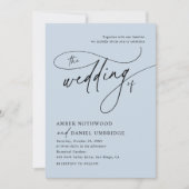 Elegante Calligraphy Dusty Blue Monogram Wedding Einladung (Vorderseite)