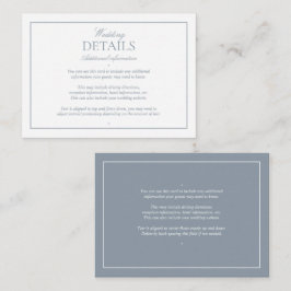 Elegante Calligraphy Dusty Blue Wedding Details Begleitkarte