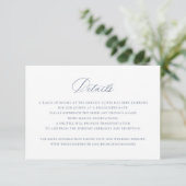 Elegante Calligraphy Dusty Blue Wedding Details Einladung (Stehend Vorderseite)