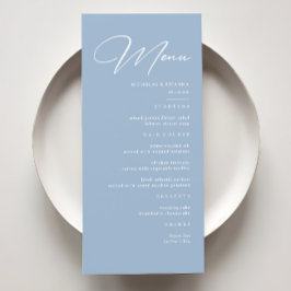 Elegante Calligraphy Dusty Blue Wedding Menükarte