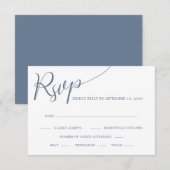 Elegante Calligraphy Dusty Blue Wedding RSVP Karte (Vorne/Hinten)