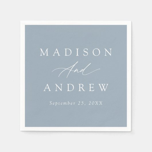 Elegante Calligraphy Dusty Blue Wedding Serviette (Vorderseite)