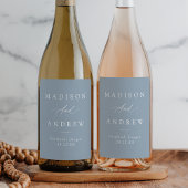 Elegante Calligraphy Dusty Blue Wedding Weinetikett