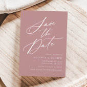 Elegante Calligraphy Dusty Rose Wedding Save The Date