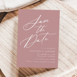 Elegante Calligraphy Dusty Rose Wedding Save The Date