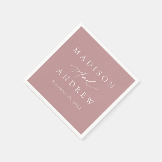 Elegante Calligraphy Dusty Rose Wedding Serviette (Ecke)