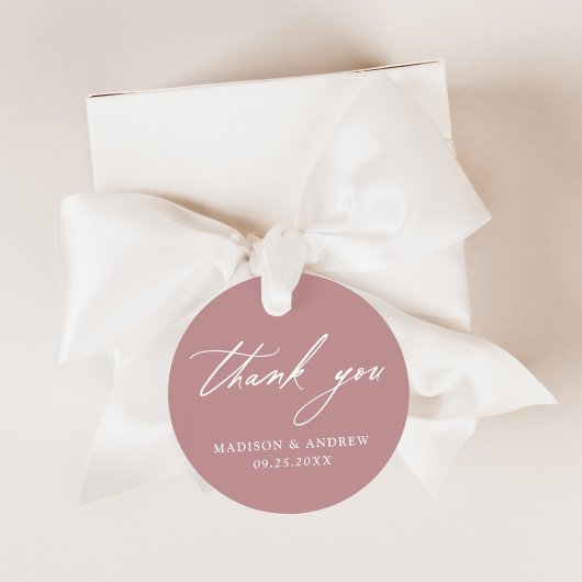 Elegante Calligraphy Dusty Rose Wedding Vielen Dan Geschenkanhänger