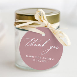 Elegante Calligraphy Dusty Rose Wedding Vielen Dan Geschenkanhänger